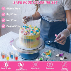 Colorant alimentar 8x10ml – Set de coloranți alimentari lichidi foarte concentrați pentru copt, prăjituri, fursecuri, glazură, macaroane, fondant – Colorant alimentar vibrant pentru săpunuri DIY, slime, meșteșuguri