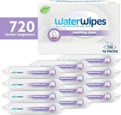 Waterwipes Lindernde Säuberndebabytücher, 720 Tücher (12 Packungen), Mit 99% Wasser & Botanischen Extrakten, Feuchttücher Für Gesicht & Körper Naty Shop