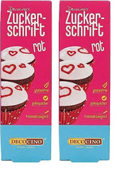 Decocino Inscripționare Zahăr în Roșu – Inscripționare Colorant Alimentar – Tub Practic pentru Etichetarea Fondantului și Glazurii – Decorațiuni de Coacere pentru Torturi, Torturi și Cupcakes! (Pachet de 2)
