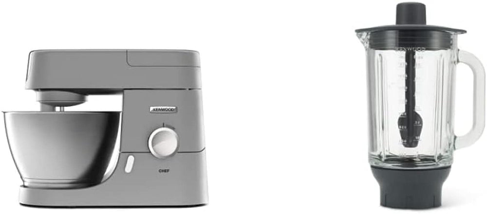 Procesor de alimente Kenwood Chef KVC3110S, bol de amestecare din oțel inoxidabil de 4,6 L Mama si Copilul Naty Shop Pachet cu accesoriu de amestecare din sticlă Chef 4,6 L, 1.000 W