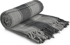 Frisco throw, Bumbac reciclat, Tradițional, Cu carouri, Pentru scaun, canapea, canapea, arunca, pătură, Antracit, 127 X 152 Cm Paturi si Cuverturi Emma Barclay Antracit 50X60" (127X152Cm)