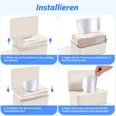 Feuchttücherbox mit Deckel, Feuchttücherbox, Baby-Feuchttücherspender, wasserdichte und versiegelte Aufbewahrungsbox, Feuchttücherspender für Badezimmer, Küche, Weiß