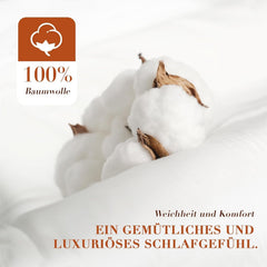 Daunendecke 135 x 200, Ganzjahresdecke aus 100 % Baumwolle, 4-Jahreszeiten-Bettdecke 135 x 200 mit Gänsedaunen und Federn, hohe, flauschige 3D-Umlenkbox, mittlere Wärme, Steppdecken und Steppdecken, Naty Shop