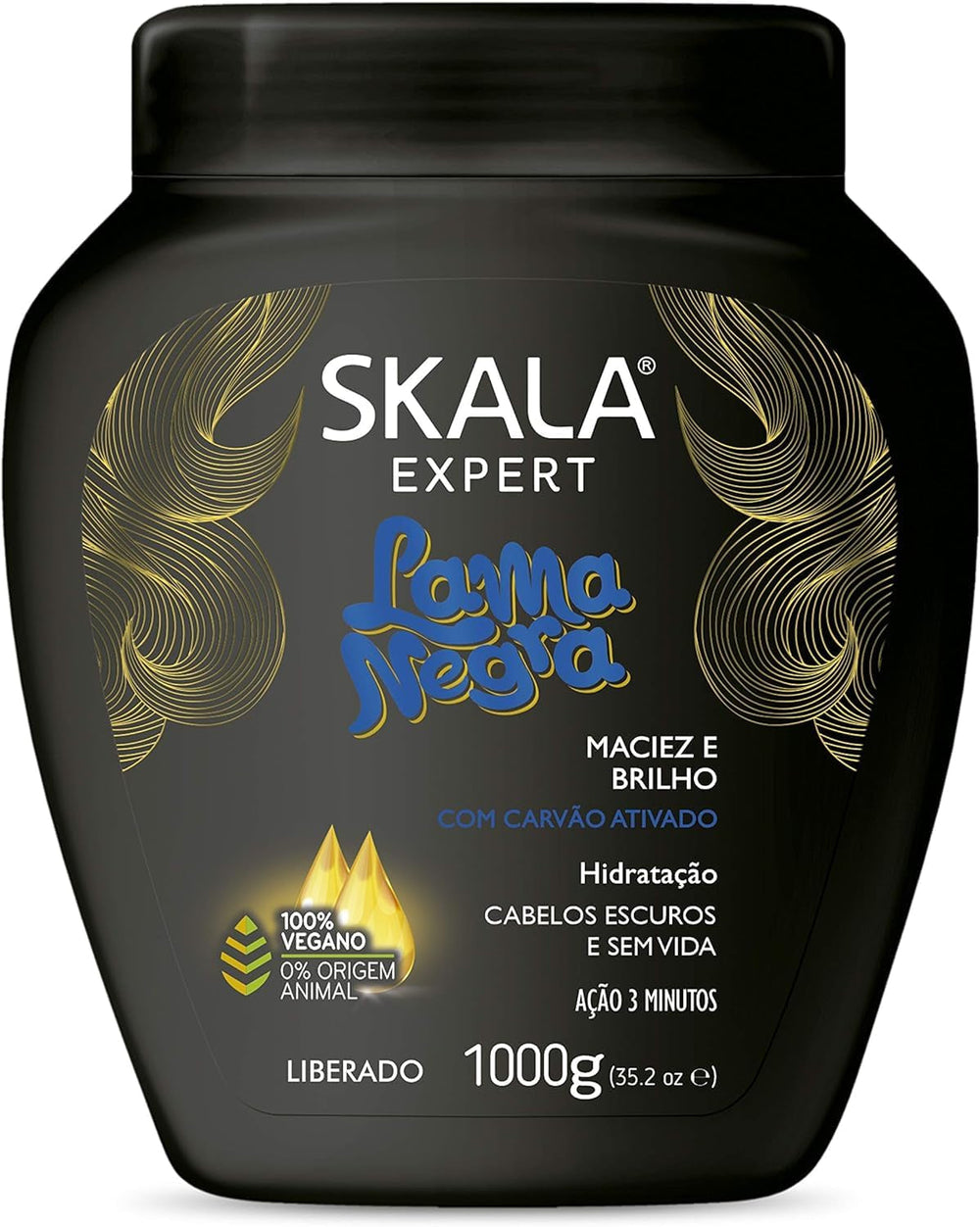 Creme de Tratamento Lama Negra 1 kg | Îngrijire intensivă pentru toate tipurile de păr | Hidratant, multicolor, pachet de 1 kg Masca de par Naty Shop Titlu implicit