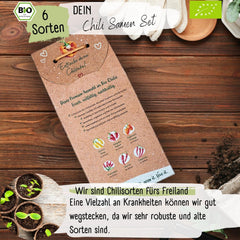 Set de semințe de chili organice – 6 semințe de chili organice, cu o intensitate ușoară până la extrem de iute, de calitate polenizată liber | de la picantul Habanero la soiuri de chili colorate și tradiționale – Semințe de Pepperoni