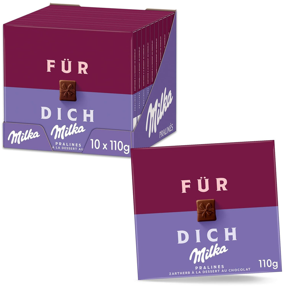 Praline Milka For You – Alpenmilchschokolade mit feiner Kakaocremefüllung – 10 x 110g