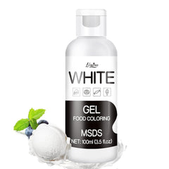 Colorant alimentar în gel - 100 ml, coloranți alimentari în gel pentru prăjituri, copt, fursecuri, macaroane - Colorant alimentar concentrat fără zahăr pentru decorarea torturilor, băuturi, ouă de Paște, slime DIY (alb)