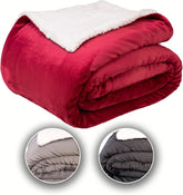 Komfortec pătură confortabilă 150X200 Cm, pătură pufoasă din fleece certificată Oeko-Tex, pătură caldă sherpa pentru canapea, pătură groasă pentru canapea, burgundy Paturi si Cuverturi Besuche den Komfortec-Store Burgundia 150 X 200 Cm