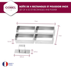 881780 Cutie conține 4 forme dreptunghiulare + pistil din oțel inoxidabil.