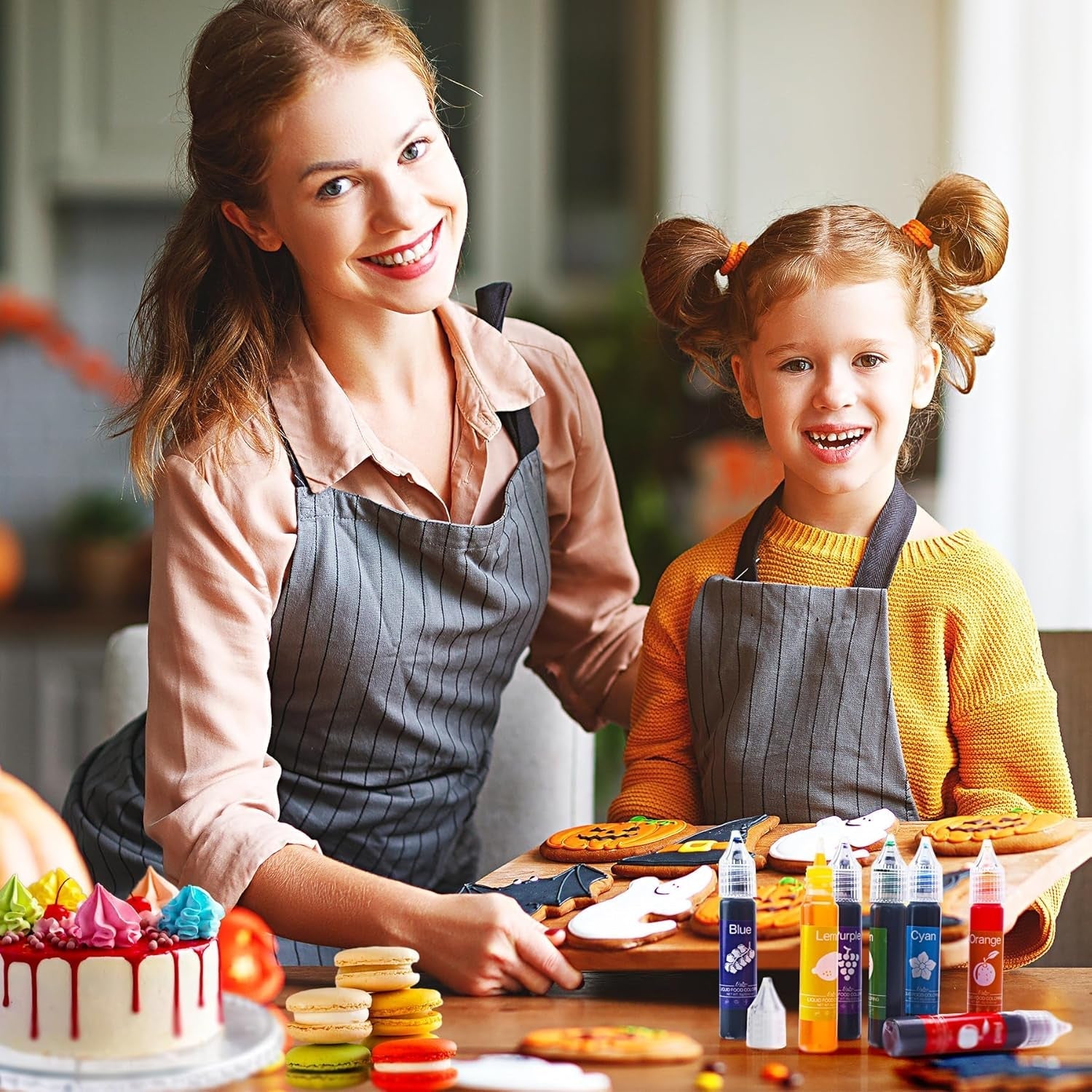 Colorant alimentar - Coloranți alimentari lichizi în culorile curcubeului pentru prăjituri, copt, fursecuri, macaroane - Colorant alimentar concentrat fără zahăr pentru decorarea torturilor, băuturi, ouă de Paște, slime - 15 g fiecare