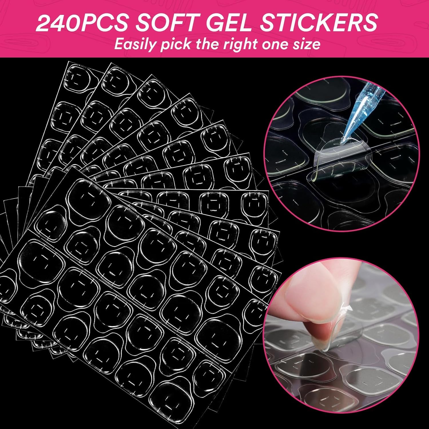 Alyvisun Tips Unghii Balet, 500 Bucăți Tips Unghii Acrilice Cu Acoperire Completă cu 240 Bucăți Set de Autocolante pentru Unghii, 10 Dimensiuni Tips Transparent pentru Unghii cu Gel Tips Unghii cu Gel Moale Tips Unghii Balerina