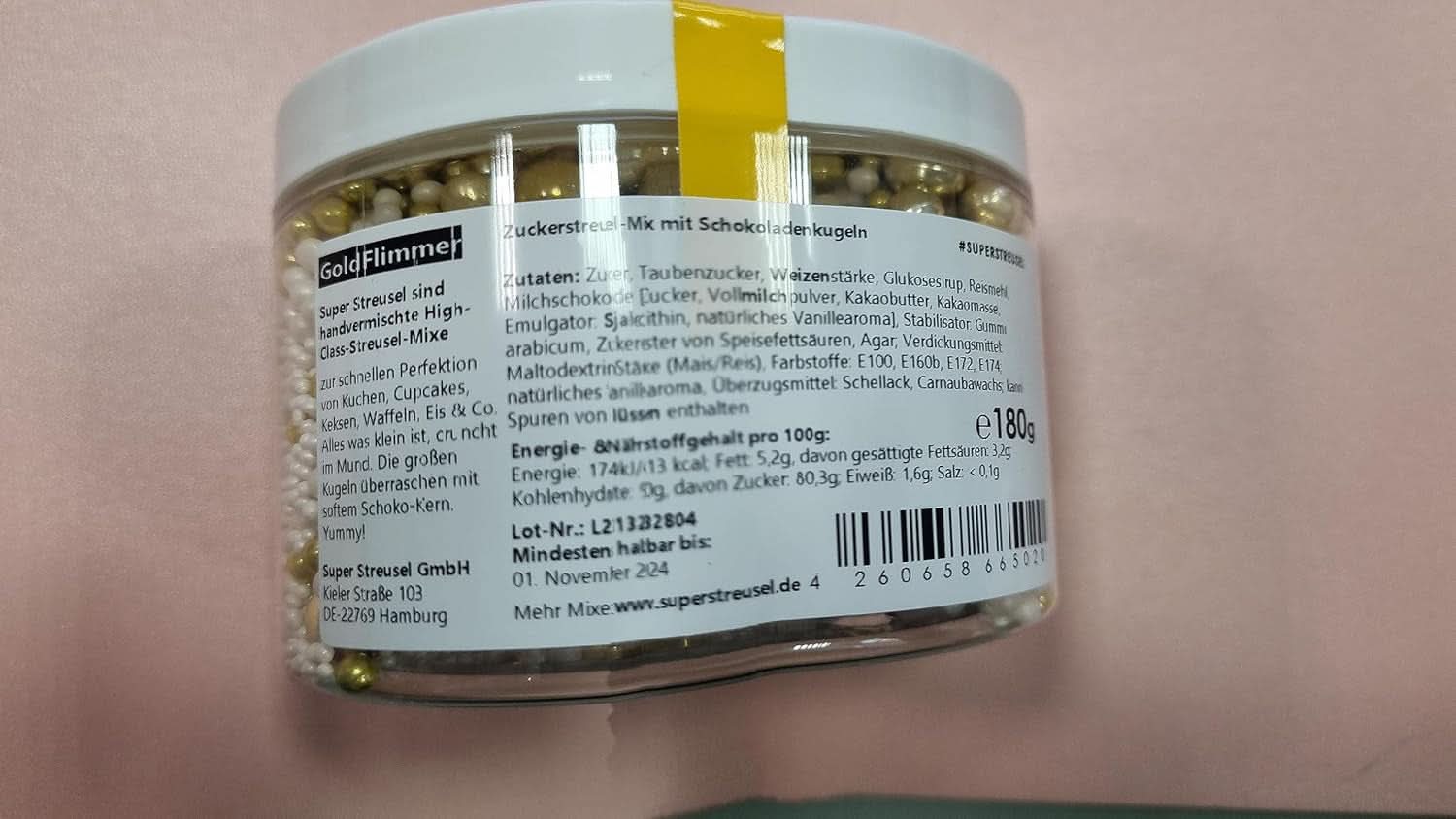 Super Streusel Gold Glimmer, Sprinkles cu tematica de Crăciun, 180 grame Sprinkles Naty Shop