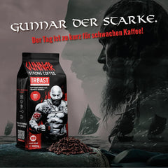 Blank Roast - GUNNAR - 1kg - Ganze Kaffee-Bohnen Extra Stark - Kräftige Robusta-Röstung - 494mg Koffein je Tasse - Würzig & Kraftvoll mit Noten von dunkler Schokolade - Säurearm