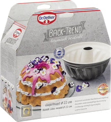 Dr. Oetker Gugelhupfform Ø 22 Cm BACK-TREND, Backform Für Gugelhupf, Runde Bundform Aus Stahl Mit Keramisch Verstärkter Antihaft-Beschichtung (Farbe: Creme/Anthrazit), Menge: 1 Stück Formen und Bleche zum Backen Naty Shop
