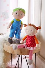 HABA 305041 - Kuschelpuppe Mirka, weiche Stoffpuppe zum Spielen und Kuscheln, erste Puppe aus weichen, waschbaren Materialien, Geschenk zur Geburt oder Taufe, Größe: 25 cm