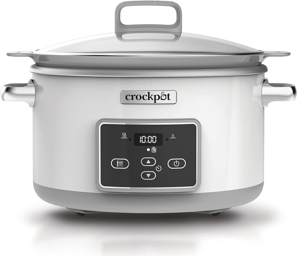 Crock-Pot Digital Slow Cooker Saute Slow Cooker mit Duraceramic 5 Liter, CSC026X Slow Cooker Naty Shop White 5 Liter