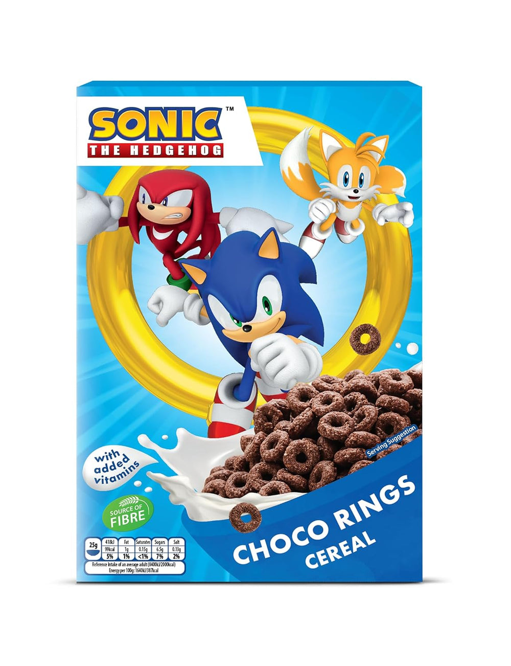 Sonic Choco Rings Müsli-, Weizen-, Hafer- und Mais-Schokoladenringe für das perfekte Frühstück, mit zusätzlichen Vitaminen, 1 Packung (1 x 350 g)