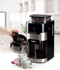 Espressor DOMO DO721K „Grind and Brew” - Funcție Boab-to-Cup - Afișaj LCD - Pentru cafea măcinată sau boabe întregi - 1,5 L