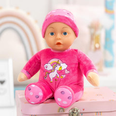 Bayer Design 93029AC Babypuppe, Spielpuppe, Kuschelpuppe, weich, ca. 30 cm, Rosa, Einhorn