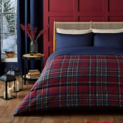 Night Lark Bettdecken- und Kissenbezug-Set, 10,5 Tog, Einzelbett, klassisches rotes Schottenmuster, luxuriöse Bettwäsche, hypoallergen, maschinenwaschbare Bettdecken und Bettdecken Naty Shop