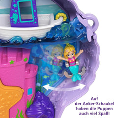 Polly Pocket Sarg Wickeltasche aus Muscheln unter Wasser 2 Puppen 1 U-Boot Polly Pocket Meerjungfrau Spielzeug 4 Jahre altes Spielzeug GNH11 Naty Shop Puppen
