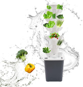 30 Kapseln Hydrokultur-Turm, Garten-Hydrokultur-Anbausystem, 6-stufiges vertikales Hydrokultur-Anbauset, Aeroponik-Turm mit Trinkpumpe, Adapter und Saatbett (grau)