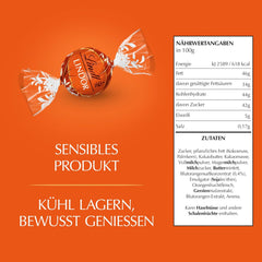 Lindt LINDOR Rot-Orangen-Schokoladenkugeln | 1 kg wiederverschließbarer Beutel | ca. 80 Pralinen mit zartschmelzender Füllung | Großpackung, Schokoladengeschenk