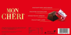Ferrero Mon Chéri – Ciocolată crocantă, lichior fructat și o cireșă aromată – Cadou de ciocolată de Ziua Îndrăgostiților pentru el și ea – 1 pachet cu 15 bomboane individuale de ciocolată