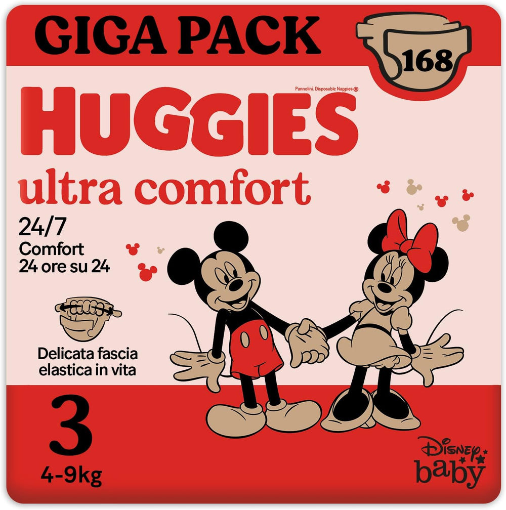 Huggies Ultra Comfort Windeln, Größe 3 (4-9 kg), Disney-Design, 168 Stück