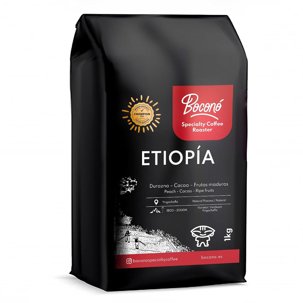 Cafea specială Boconó Specialty Coffee Ethiopia 100% Arabica, prăjire medie, 1 kg - Ideală pentru cafea V60, Chemex, Kalita etc.