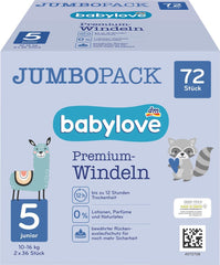 Windeln Premium Active Plus, Größe 5, Junior 12-25 kg, Jumbo-Packung, 2 x 36 Stück, 72 Stück