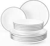 Set de veselă Seltmann Weiden 001.737148 Lido - 6 farfurii de cină + 6 farfurii de fond - 12 piese - Black Line