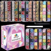 EBANKU Nail Art Strass Kit Multi Design Zubehör Mit 1 Pinzetten 1 Stück Wachsstifte Deko Diamanten Kristalle Perlen Edelsteine Bunt Pferdeaugen Strass Metall Nieten Für Nagel DIY (1 Stück (10Er Pack))