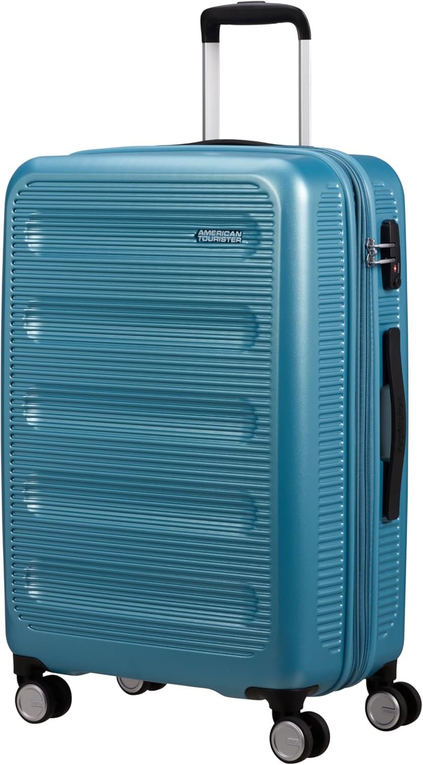 American Tourister Astrobeam - Spinner S, Bagaj de mână, 55 cm, 36 L, Negru (Storm Black) Bagaje și echipament de călătorie Naty Shop Albastru (Icy Aqua) M (67 Cm - 80 L)