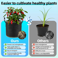 x 12 l Tomatentöpfe, Vlies-Pflanzbeutel mit Griffen, verdickte und belüftete Gartentöpfe, wiederverwendbare Pflanzbeutel für Kartoffeln, Tomaten, Gemüse, Blumen und Erdbeeren