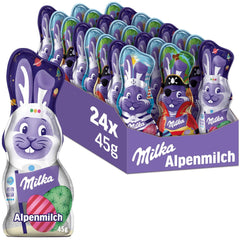 Milka Smiling Bunny Alpine Milk Design Edition – Osterschokolade mit 3 verschiedenen Designs – 24 x 45g