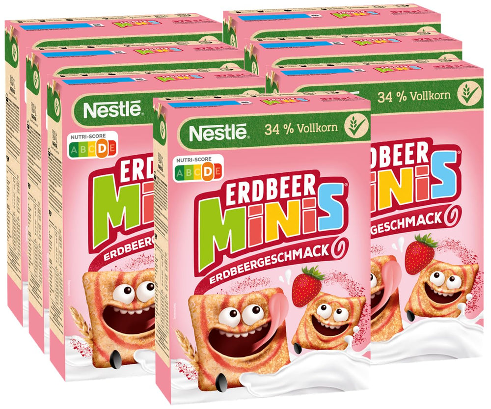 Nestlé Strawberry Minis, Vollkorngetreide mit Erdbeergeschmack, 7er-Pack (7x375g)