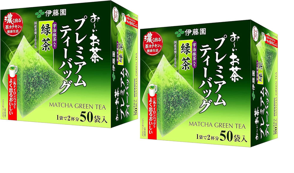 Itoen O ~ I Ocha Ceai verde Matcha Premium, ceai verde japonez Ryokucha cu Matcha Uji, pliculețe de ceai de 1,8 g, pachet cu 2 cutii (total 100 pliculețe), fabricat în Japonia