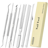 7-Teiliges Set Mit Feilen Und Hebern Für Eingewachsene Zehennägel, Set Aus Edelstahl Zum Entfernen Eingewachsener Zehennägel, Nagelreiniger Für Die Unternagelpflege, Pediküre-Werkzeuge