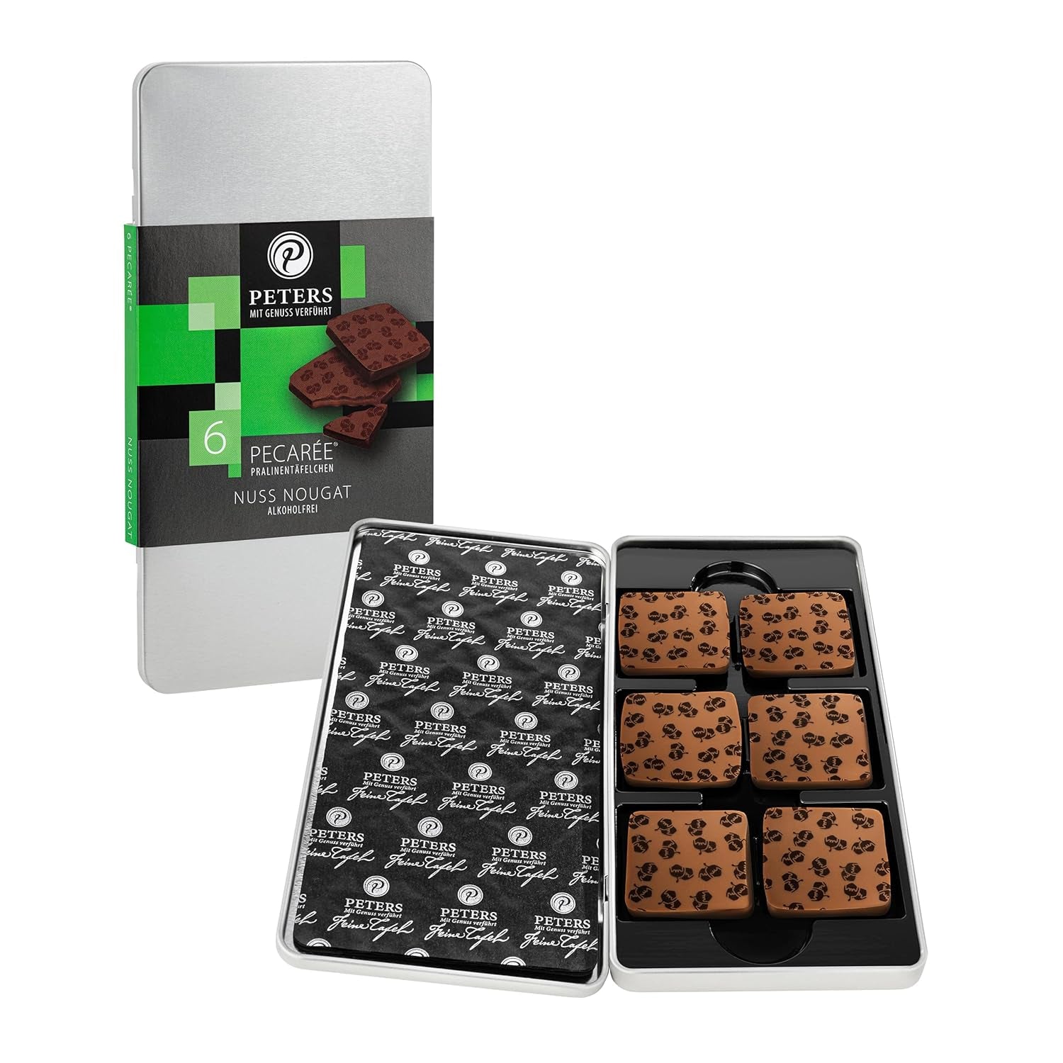 Peters, Batoane cu trufe si alcool, 63 grame Bomboane de Ciocolata Naty Shop Set de 6 bucati Turtă dulce cu nuci