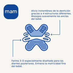 Inel de dentiție MAM, de la 4 luni, ușurare imediată pentru erupția dentară ulterioară, extra ușor și ușor de prins și ținut în mână, cu cutie autosterilizabilă, roz, 1 bucată