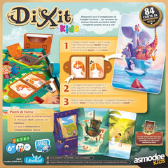 Asmodee Kids – Dixit Kids, Brettspiel für Fantasie und Fantasie für Kinder und die ganze Familie, illustrierte Spielkarten, 3-6 Spieler, ab 6 Jahren, 25 Min., italienische Ausgabe
