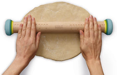 Joseph Joseph Duo Nudelholz mit einstellbarer Teigdicke, Back- und Teigroller, Buchenholz, Mehrfarbig, Opal