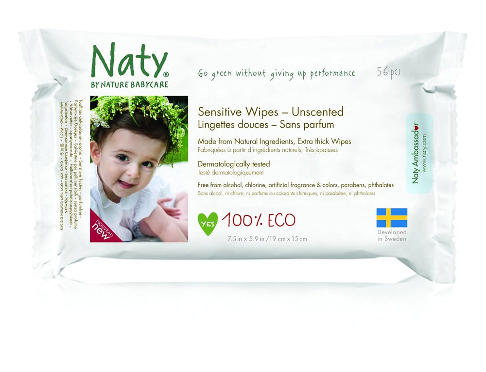 Eco by Naty Baby Care, Bio-Feuchttücher für Babys, parfümfrei, 56 Windeln