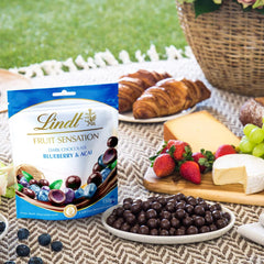 Lindt Chocolate Sensation Fruit Blueberry und Acai | 150 g | Dunkle Schokoladenkugel mit raffinierter Fruchtfüllung auf Apfelbasis | Geschenk aus Schokolade | Schokoladengeschenk