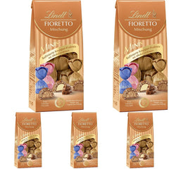 Schokolade - Sortiment FIORETTO Minis | 115 g | Ca. 10 Pralinen aus Milchschokolade in den Geschmacksrichtungen Marzipan, Cappuccino und Nougat, enthält Alkohol | Schokoladen-Geschenkset | Schokoladen-Geschenkset (5er-Pack)