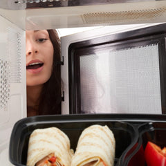 Relaxdays Meal Prep Boxes, set de 10, 2 compartimente, rezistent la microunde, 800 ml, cutie de plastic pentru alimente cu capac, negru Cutii depozitare alimente Naty Shop