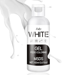 Gel-Lebensmittelfarbe – 100 ml, Gel-Lebensmittelfarbe für Kuchen, Backen, Kekse, Makronen – konzentrierte zuckerfreie Lebensmittelfarbe für Kuchendekoration, Getränke, Ostereier, DIY Schleim (weiß)