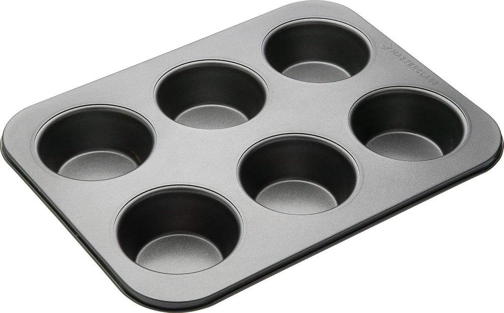 Masterclass Tiefes Muffinblech/Yorkshire Puddingform, 6-Loch-Form Mit PTFE-, PFOA- Und Bpa-Freier Antihaftbeschichtung, Robuster 1 Mm Kohlenstoffstahl, Grau, 35 X 26 Cm Formen und Tabletts zum Backen Naty Shop