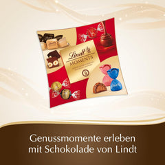 Lindt-Schokolade | Lindt Moments-Box | 223g | Raffinierte Mischung aus feinsten LINDOR-Trüffeln, nussigen NUXOR-Würfeln und knusprigem FIORETTO | Schokoladengeschenk